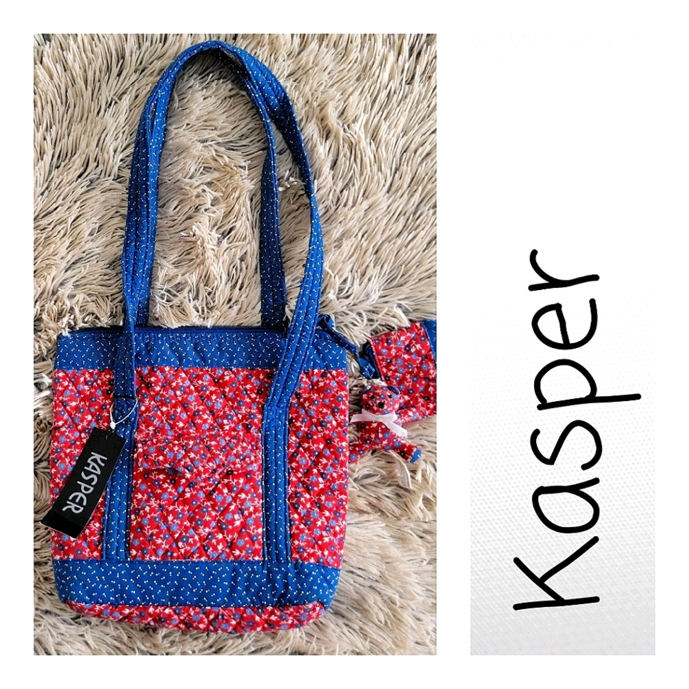 Kasper - Floral Mini Tote w/Change Purse and Teddy